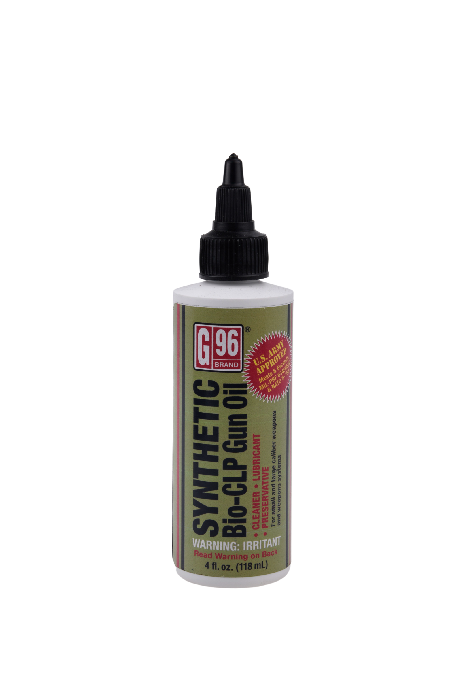 G96 MILITARY APPROVED SYNTHETIC BIO-CLP GUN OIL - 4 Oz. Bottle
