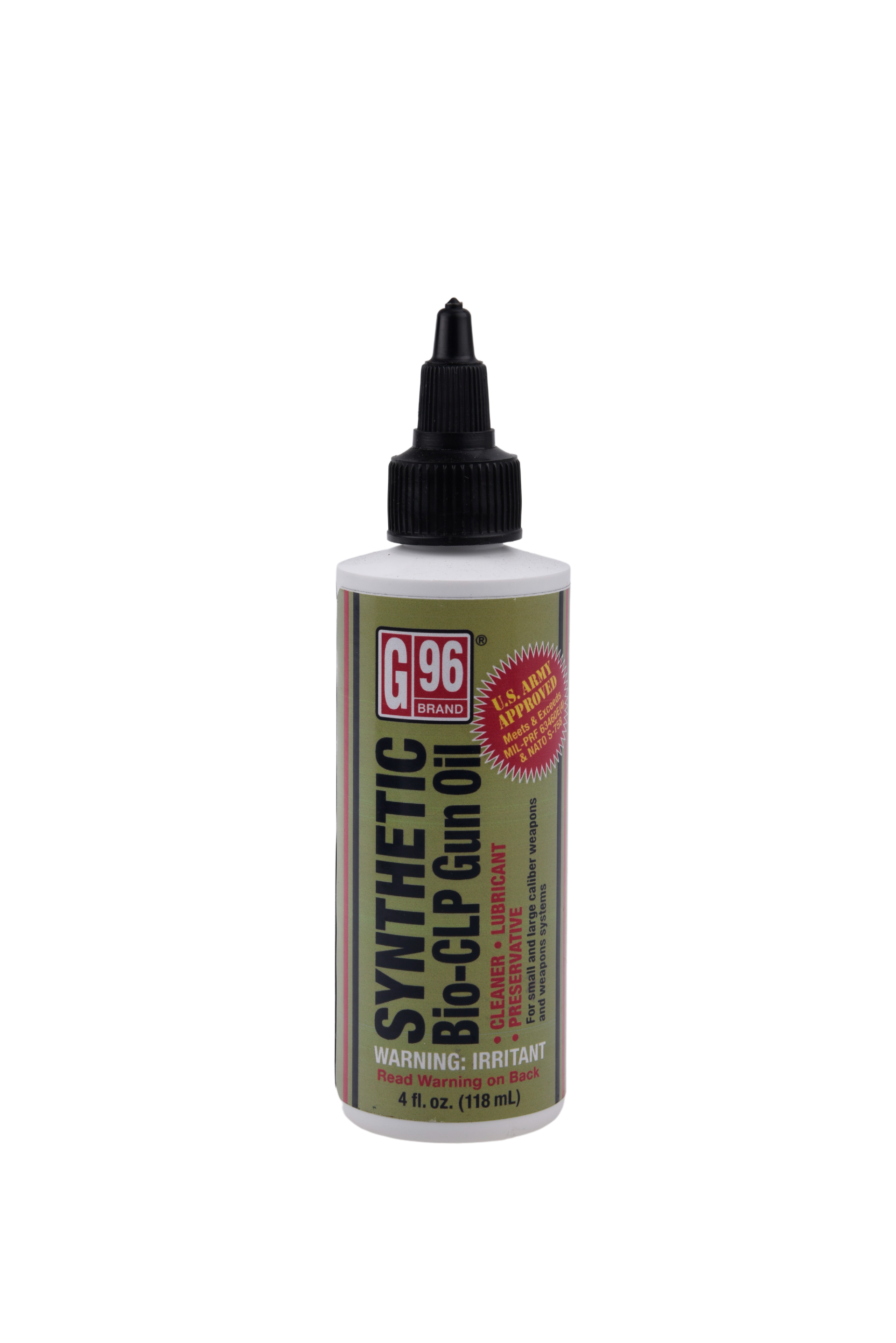 G96 MILITARY APPROVED SYNTHETIC BIO-CLP GUN OIL - 4 Oz. Bottle