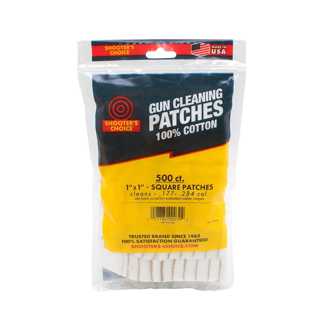 Shooters Choice Cleaning Patches .177 - .284 Cal 1" Cotton 500 Per Pkg