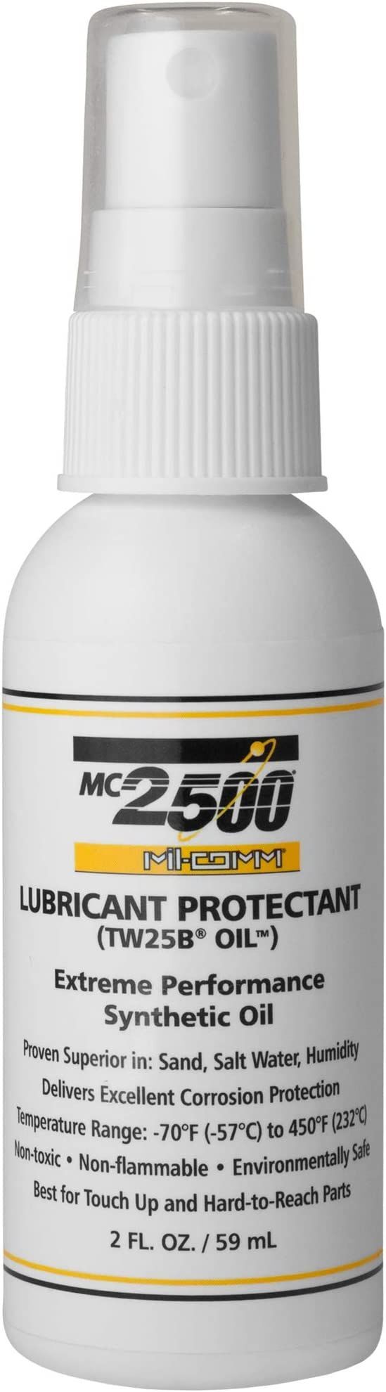 MIL-COMM MC2500 Gun Oil And Lubricant Protectant 2-ounce Spray Bottle, Extreme Performance Synthetic Firearm Oil